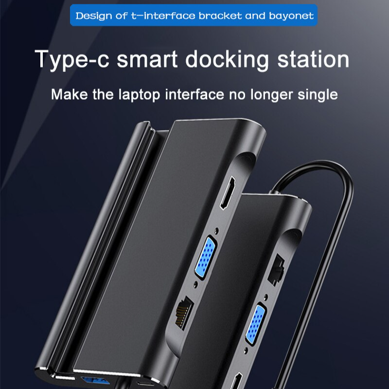 ROGTZ HUB Kiêm Dock USB-C qua Type-C/HDMI/VGA/LAN/3 Cổng USB 3.0 Hỗ Trợ Power Delivery- Hàng Chính Hãng