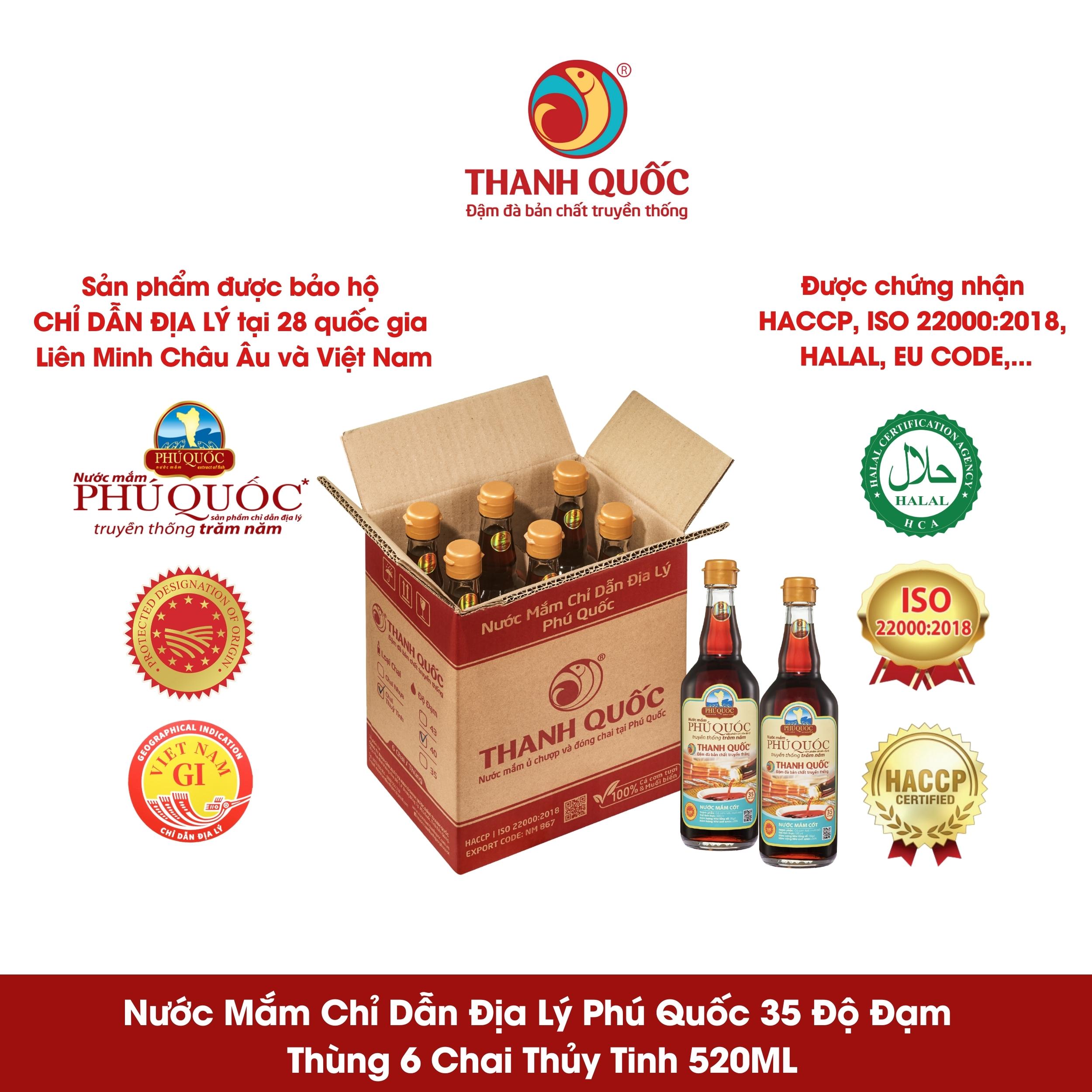 Nước Mắm Chỉ Dẫn Địa Lý Phú Quốc - Thanh Quốc 35N - 520ml x 2 chai