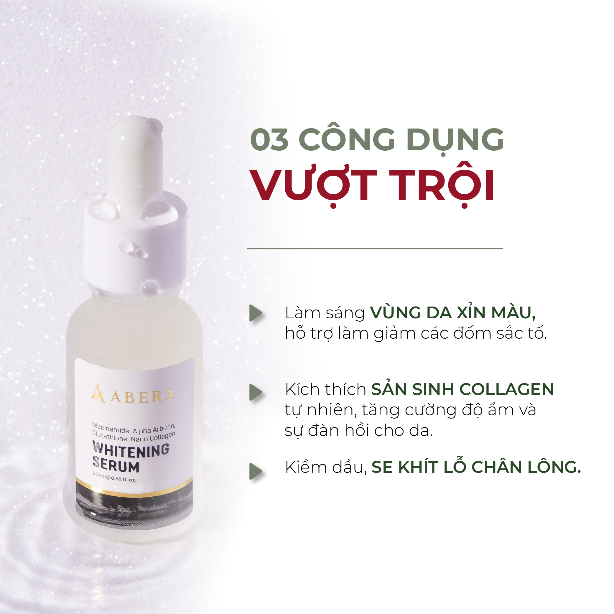 Serum Trắng Da Abera Dưỡng Cho Da Trắng Sáng, Mịn Màng, Ngăn Ngừa Kích Ứng