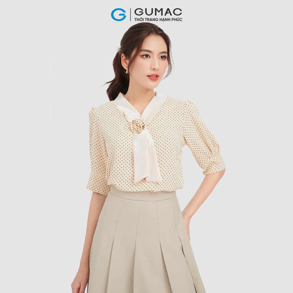 Áo kiểu GUMAC, áo chấm bi tay lỡ LA0806