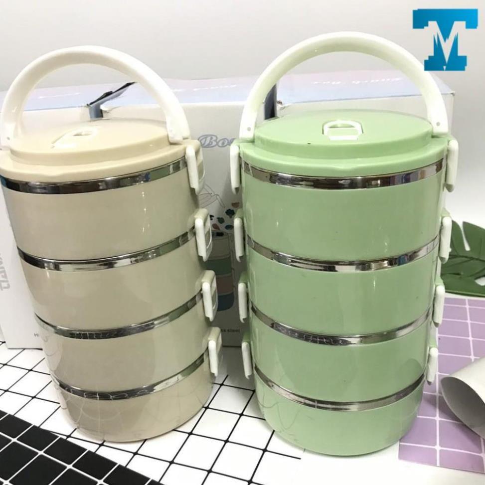 - Cặp Lồng Giữ Nhiệt Lúa Mạch 4 Tầng Ruột Inox Siêu Tiện Dụng 15 x 6 x 25 cm