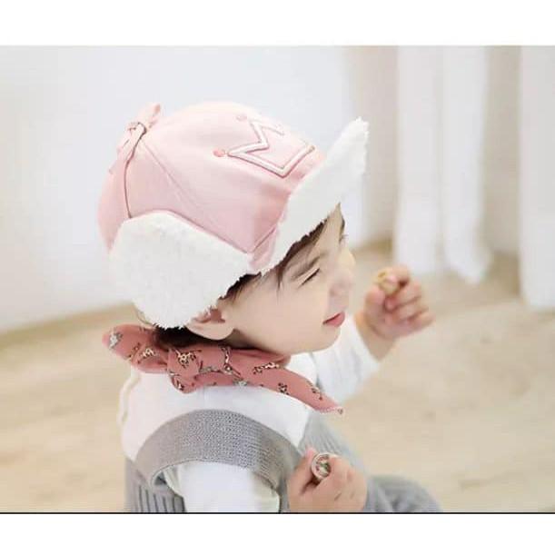 Mũ lưỡi trai lót lông cừu hình vương niệm/mũ lót lông