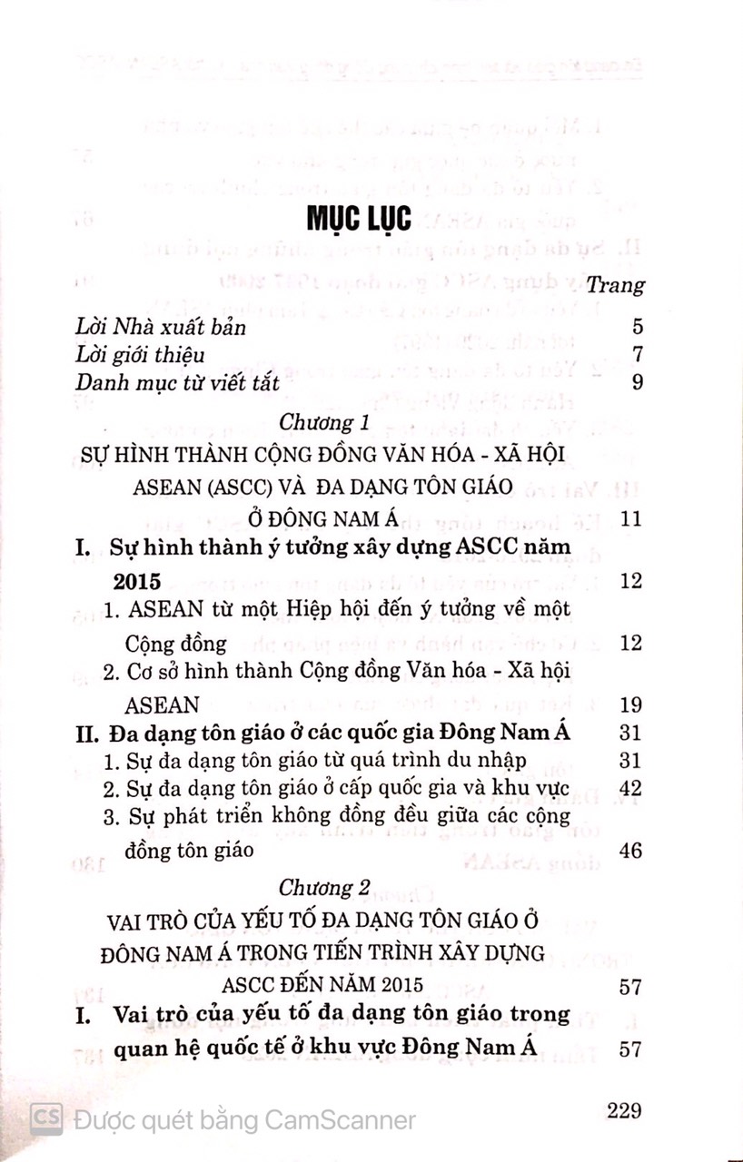 Đa dạng tôn giáo với tiến trình xây dựng cộng đồng văn hóa – xã hội ASEAN (ASCC) (Sách tham khảo)