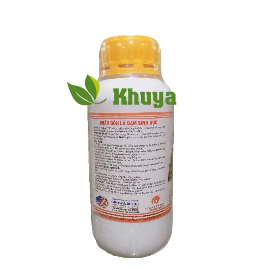 Phân bón lá đạm sinh học Growmore AminoQuelant 05 chai 500ml Cung cấp Bo Đậu Trái
