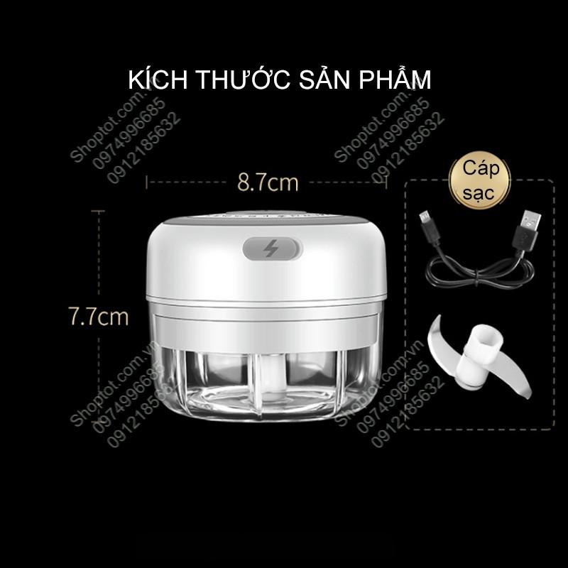 MÁY XAY TỎI, ỚT, THỊT, CÁ HAY CÁC ĐỒ ĂN DẶM CHO BÉ, SỬ DỤNG PIN SẠC GẮN BÊN TRONG MXM100