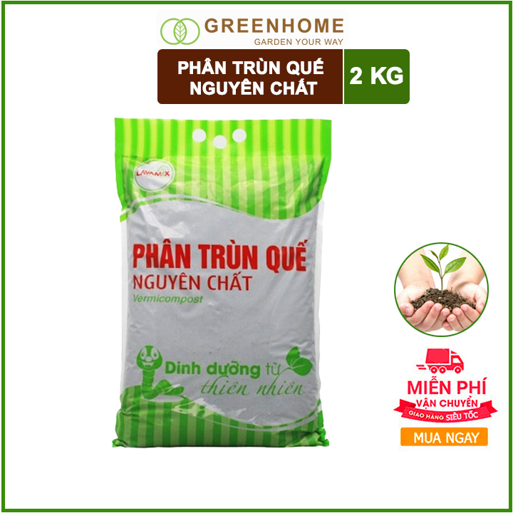 Phân Trùn Quế Nguyên Chất Lavamix 2Kg Phân Hữu Cơ Bón Rau và Cây Cảnh, Trộn Giá Thể Đất Sạch Xơ DừaTrồng Cây