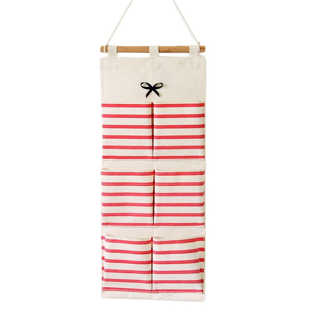 AA Hanging Storage Bags 6 Pocket Hanging Storage Bag Wall Hanging Storage Bag Linen Hanging Storage Bag