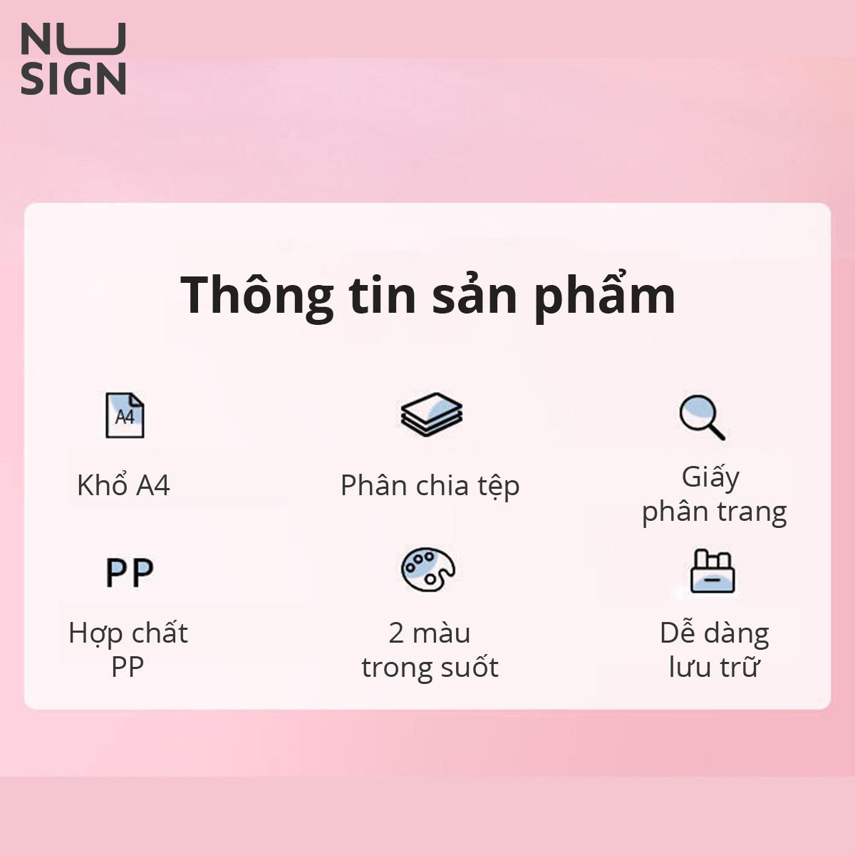 Cặp Tài Liệu Mở Rộng A4 8 Ngăn Kèm Sticker Nusign - Có Nút Cài - Phù Hợp Học Sinh Văn Phòng Lưu Trữ Tài Liệu - 5735