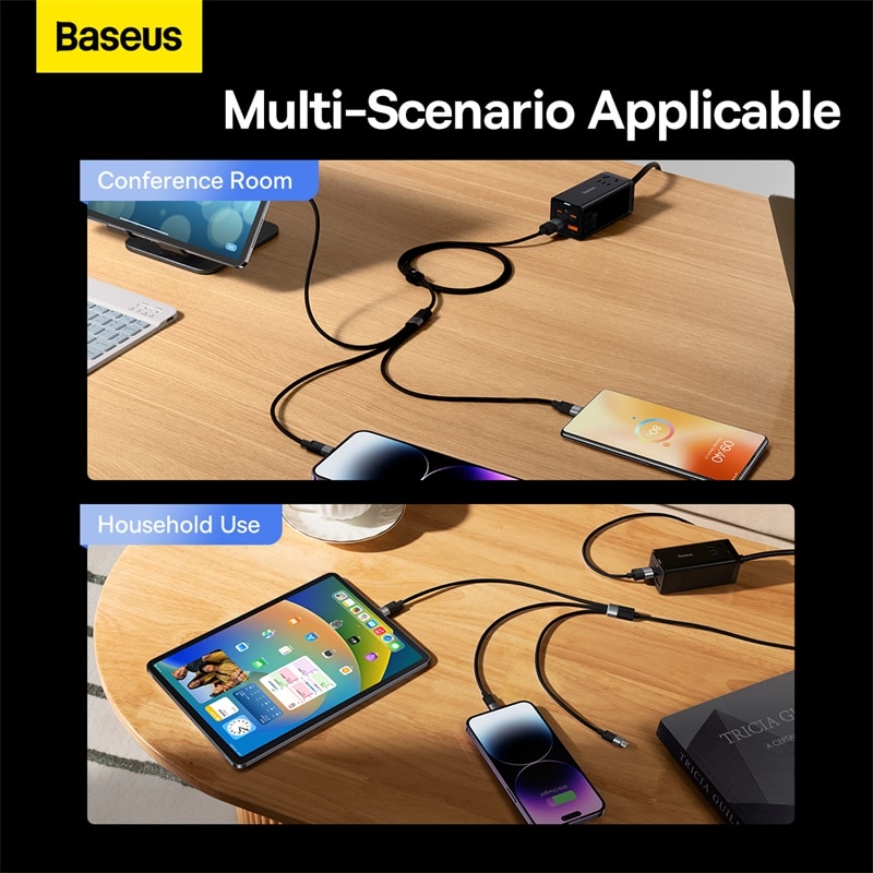 Cáp Sạc Đa Năng Baseus StarSpeed 1-for-3 Fast Charging Data Cable USB to M+L+C 3.5A CAXS- Hàng chính hãng