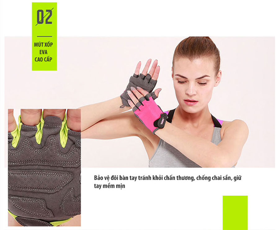 Bộ 2 Găng Tay Thể Thao Tập Gym - YOGA QG, Sợi Nylon Cao Cấp Chống Bám Dính Mồ Hôi, Có Lỗ Thoát Hơi Nước, Có Hạt Nhựa Tăng Cường Khả Năng Ma Sát, Dễ Dàng Cởi, Tháo