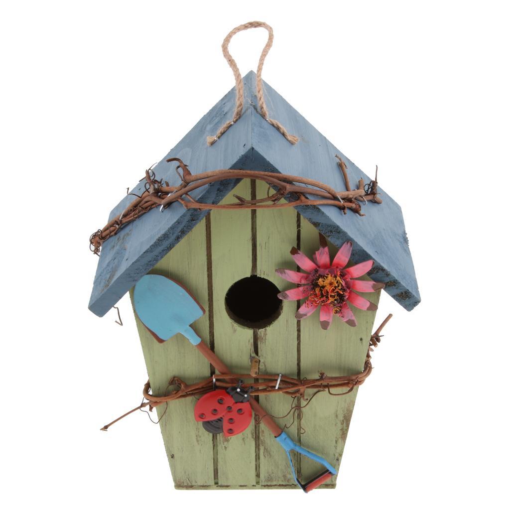 2 x Decorative Bird House, Hanging House Bird Feeder with Hanging Rope
