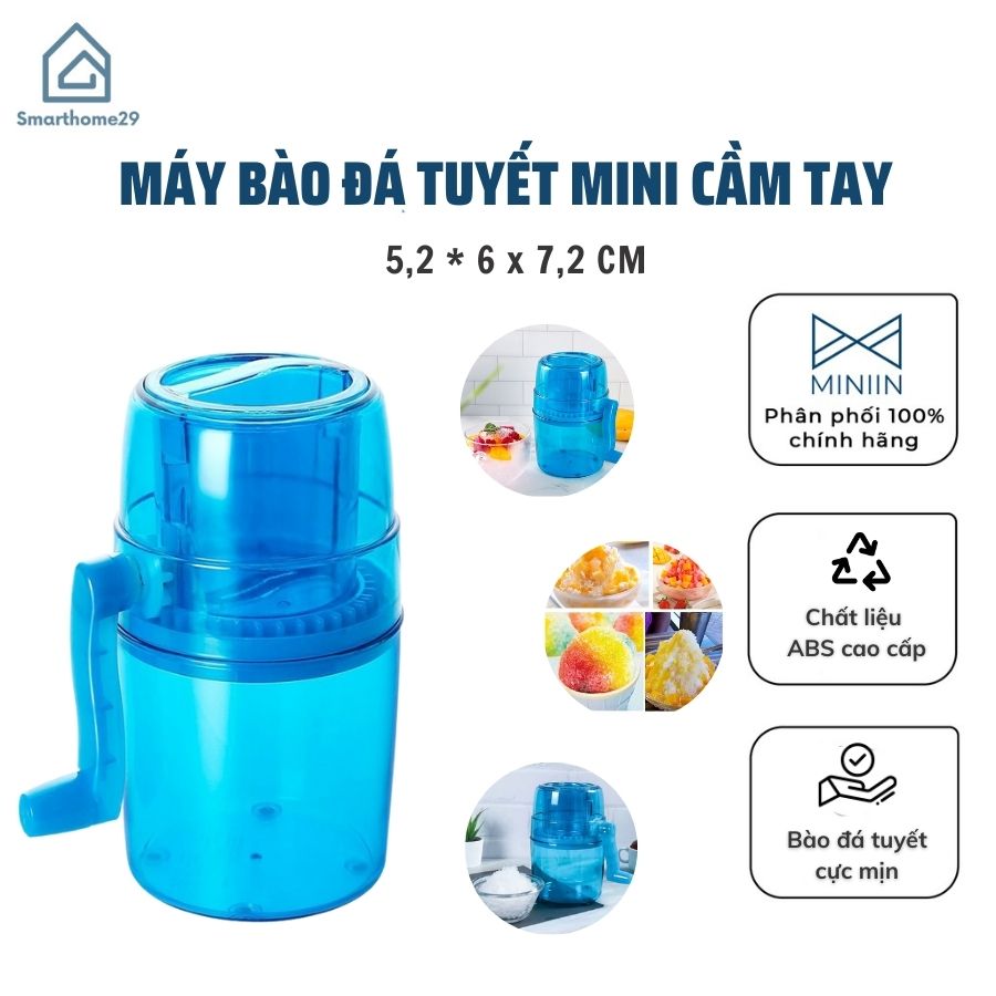 Máy bào đá tuyết mini cầm tay, Máy xay đá bào bằng tay 2 lưỡi bào đá tuyết cực mịn - Chính hãng MINIIN