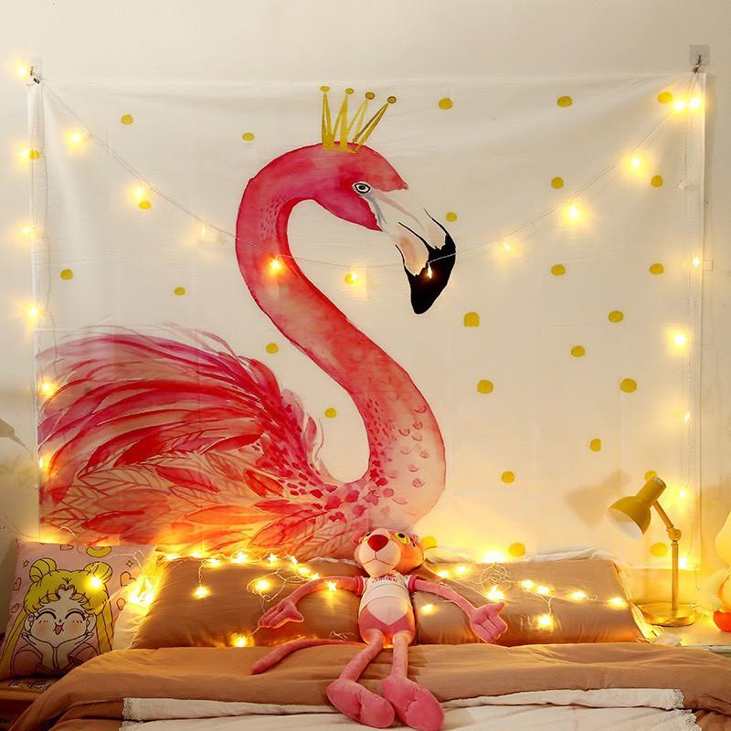Thảm trang trí decor phòng tặng kèm móc treo và đèn led kích thước 70x100cm,1m3x1m5
