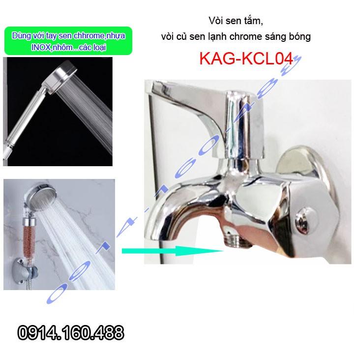 Vòi sen lạnh gắn tường KAG-KCL04 tay gạt Vuông, Củ Sen tắm lạnh Chrome bóng nước chảy mạnh siêu bền thiết kế đẹp