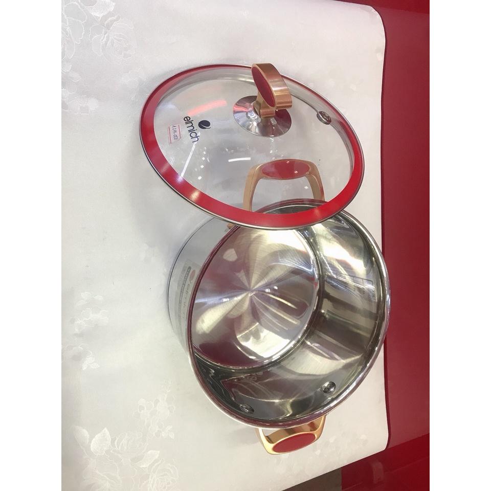 Nồi Elmich inox 304 Red velvet 18cm, 20cm, 22cm, 24cm