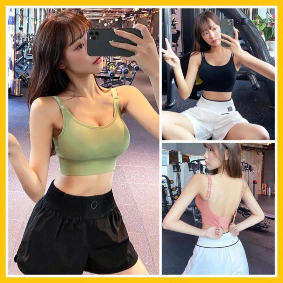 Áo Bra Tập Gym Nữ Thể Thao 2 Dây Phối Chữ Misshine [ĐỒ TẬP GYM]