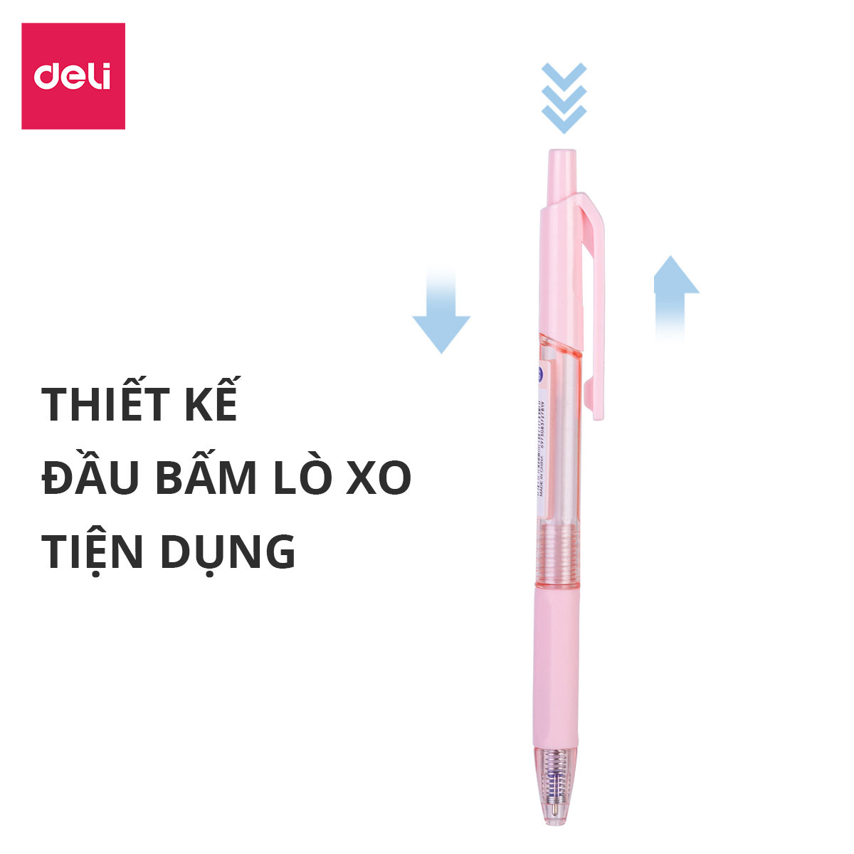 Bút bi bấm ngòi 0.7mm mực xanh Deli - Màu sắc theo lựa chọn -  1 chiếc - EQ199-BL