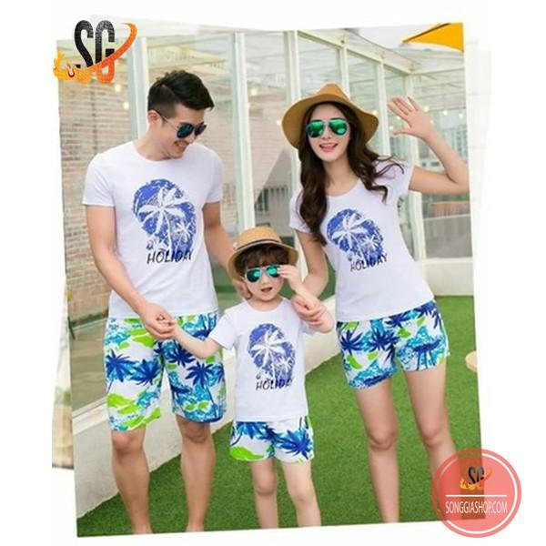 Áo gia đình HOLIDAY - có size 5XL - màu trắng (GD308T