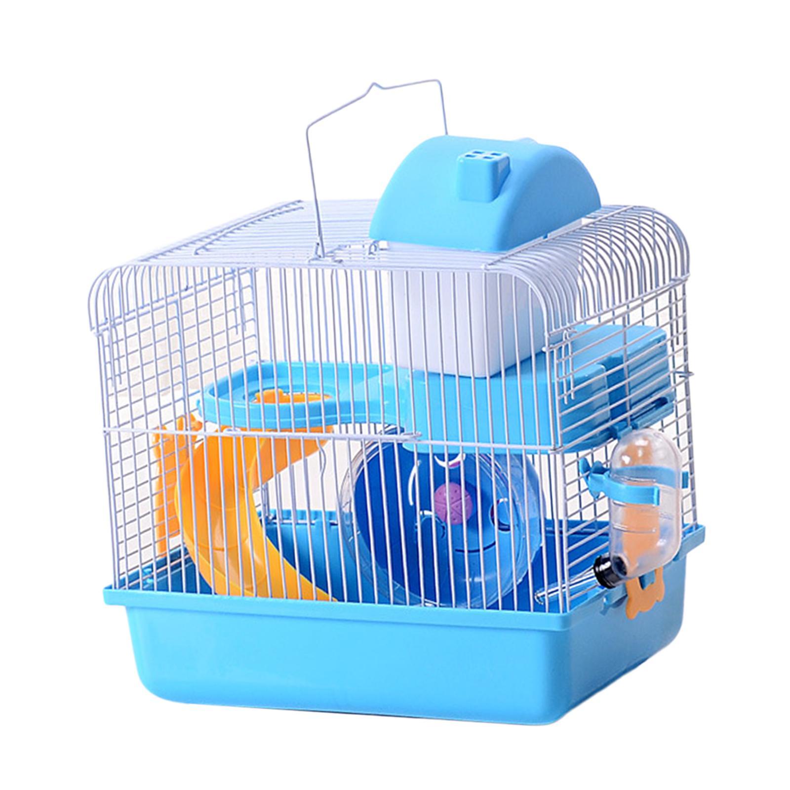 2 Tiers Hamster Cage Habitat Large House Mice Rats Small Animals Light Blue