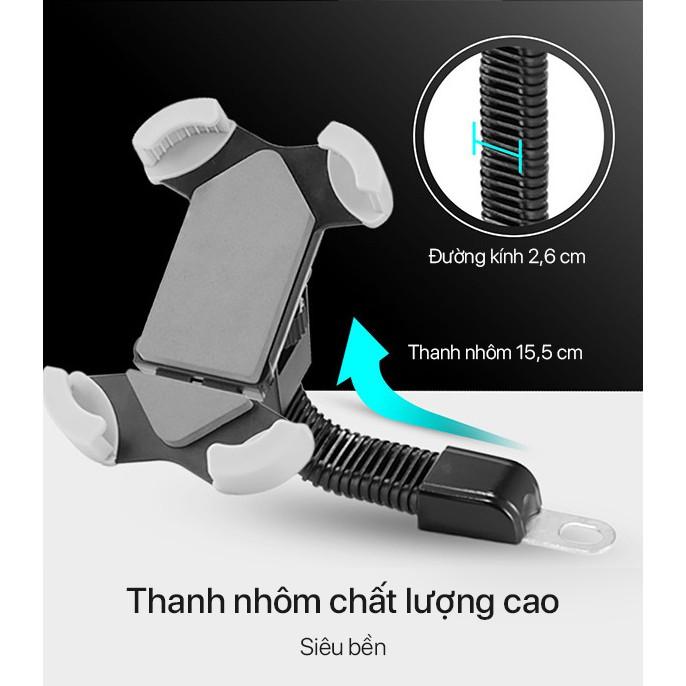 Giá Đỡ Điện Thoại Trên Xe Máy Thương Hiệu ROBOT Có 4 Góc Kẹp Chắc Chắn Thích Hợp Cho Màn Hình 4-5.5 inch - Hàng Chính Hãng