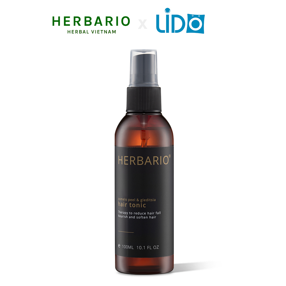 Nước dưỡng tóc Vỏ Bưởi &amp; Bồ Kết Herbario 100ml (pomelo peel &amp; gleditsia hair tonic) giúp giảm rụng tóc kích thích mọc tóc nhanh