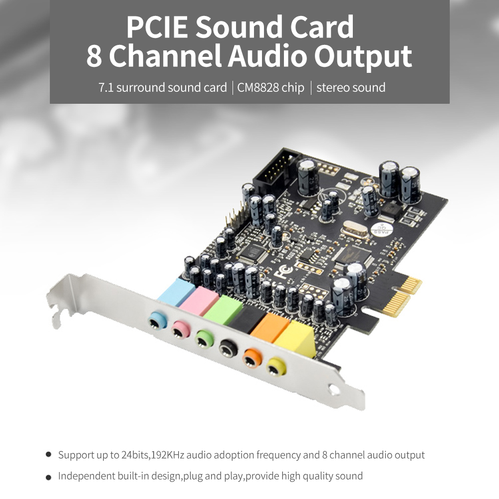 Cạc âm thanh PCIE 7.1 Kênh Âm thanh nổi Tích hợp chip CM8828 8 Kênh 
