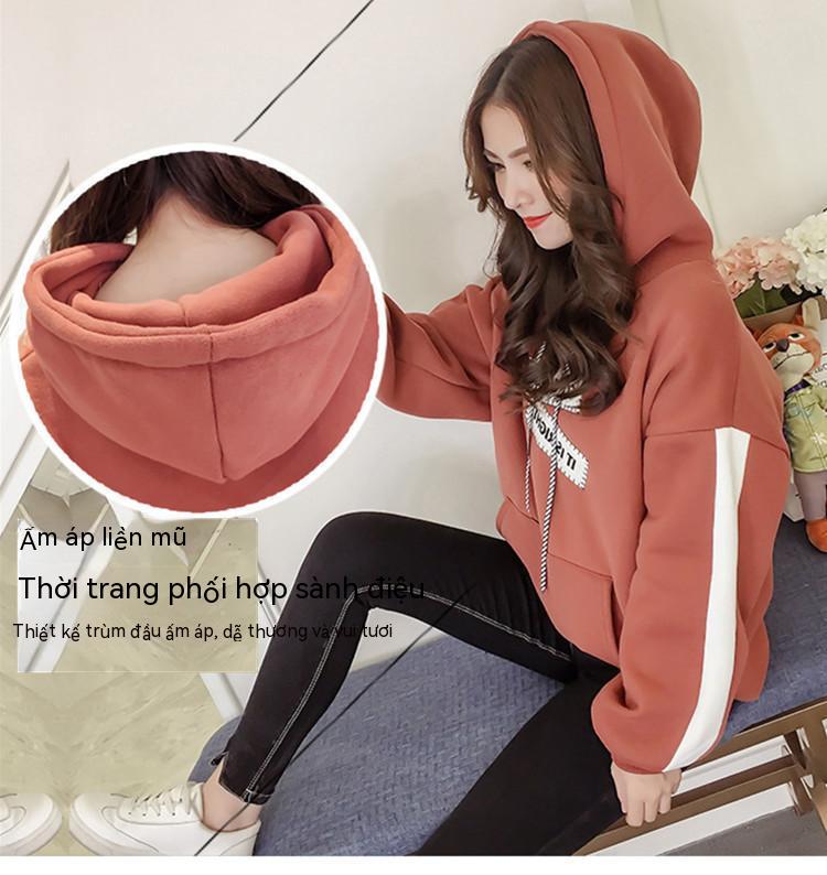 Phụ nữ mùa thu đông ăn mặc dài tay áo lỏng lẻo phiên bản fleece trên