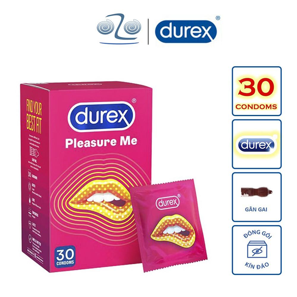 Bao cao su Durex Pleasure Me gân gai hàng chính hãng size 56 - Hộp 30 bcs