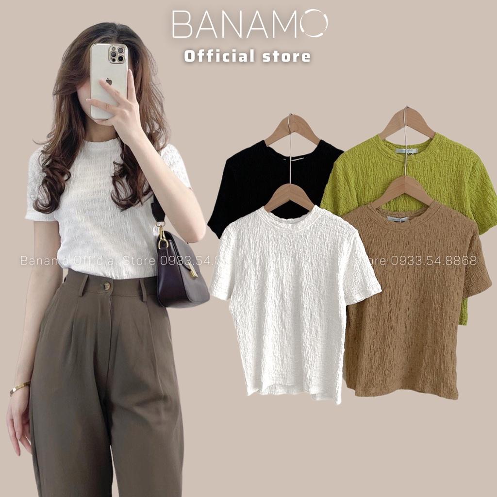 Áo phông xốp nữ ngắn tay chất cực đẹp thời trang Banamo Fashion phông xốp 3 màu 391