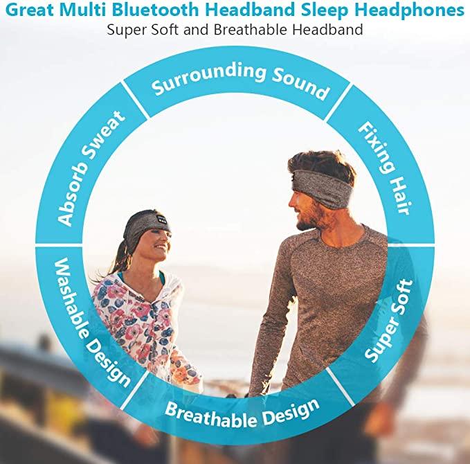 Sleep Headphones Bluetooth Headband-Wireless Sports Headband Headphones with Ultra-Soft Music Headband