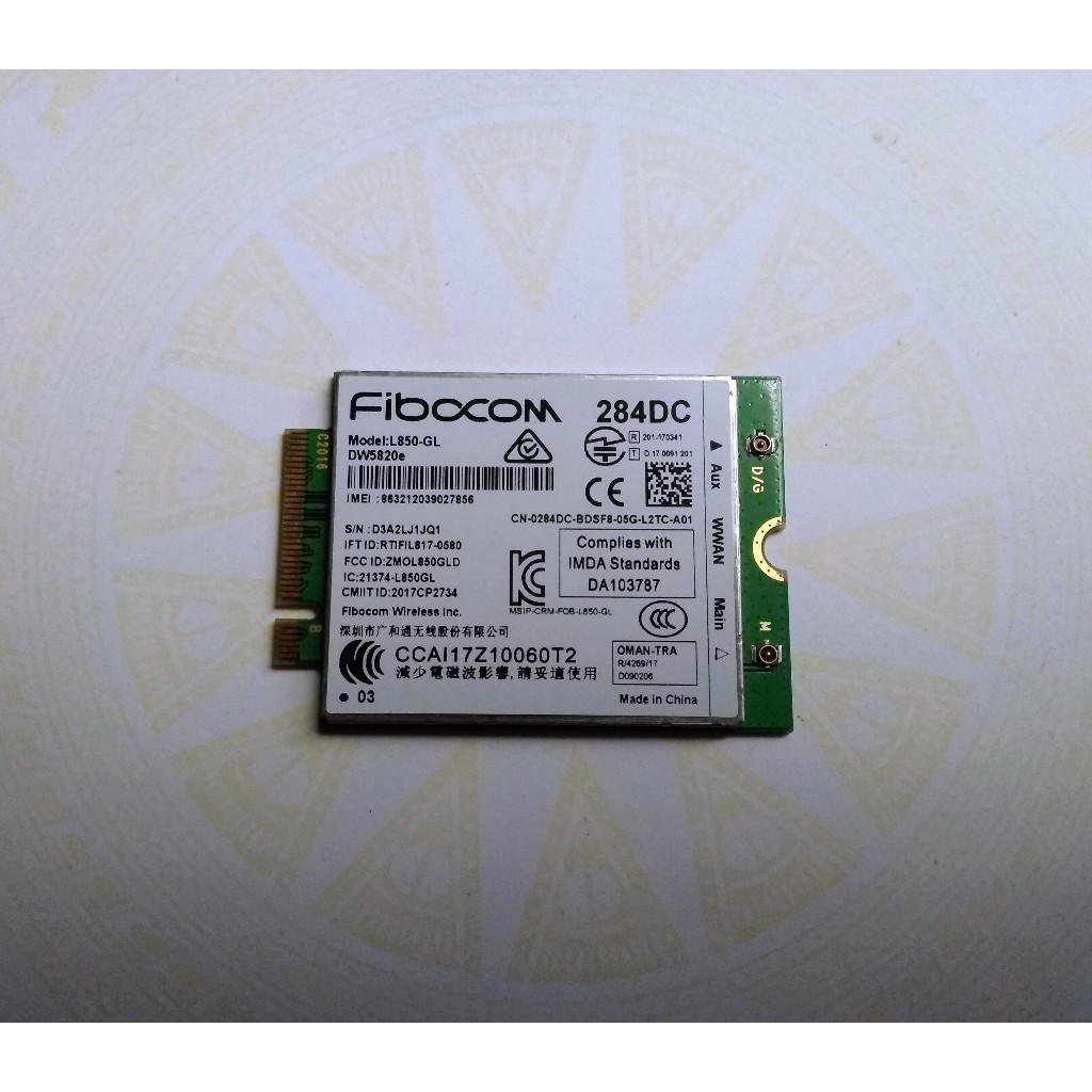 Card WWAN 4G Dell DW5820e (Fibocom Model: L850-GL) dùng cho laptop dell Precision 3541, 3551, 3561, Latitude 5500, 5501, 5401, 5400, 3301, 3500, 5310, 3510, 5511 - Card LTE WWAN DW5820e cho Laptop Dell - Hàng chính hãng