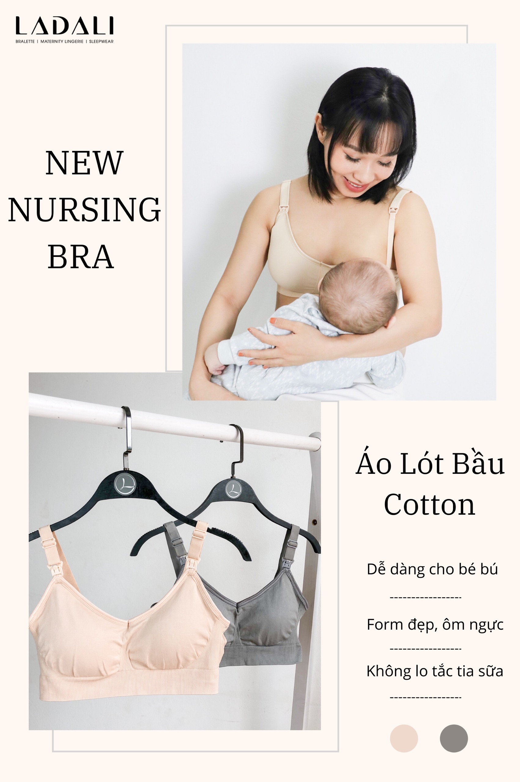 Áo lót bầu cotton co giãn 4 chiều thông thoáng Ladali