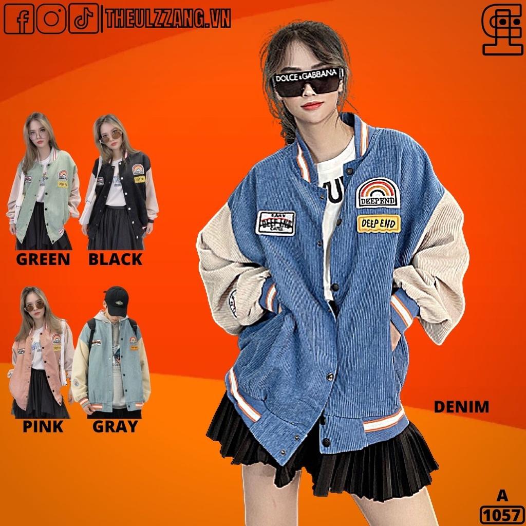 Hình ảnh Áo Khoác Bomber Jackets Nam Nữ Kaki Nhung Tâm QC Dày Dặn Form Rộng UNISEX Áo Khoác Đôi Nam Nữ Kaki CẦU VÒNG