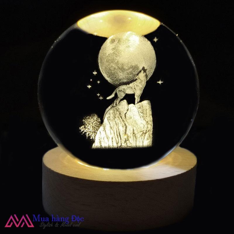 Bộ Quà Tặng Quả Cầu Pha Lê 3D larser LED con voi