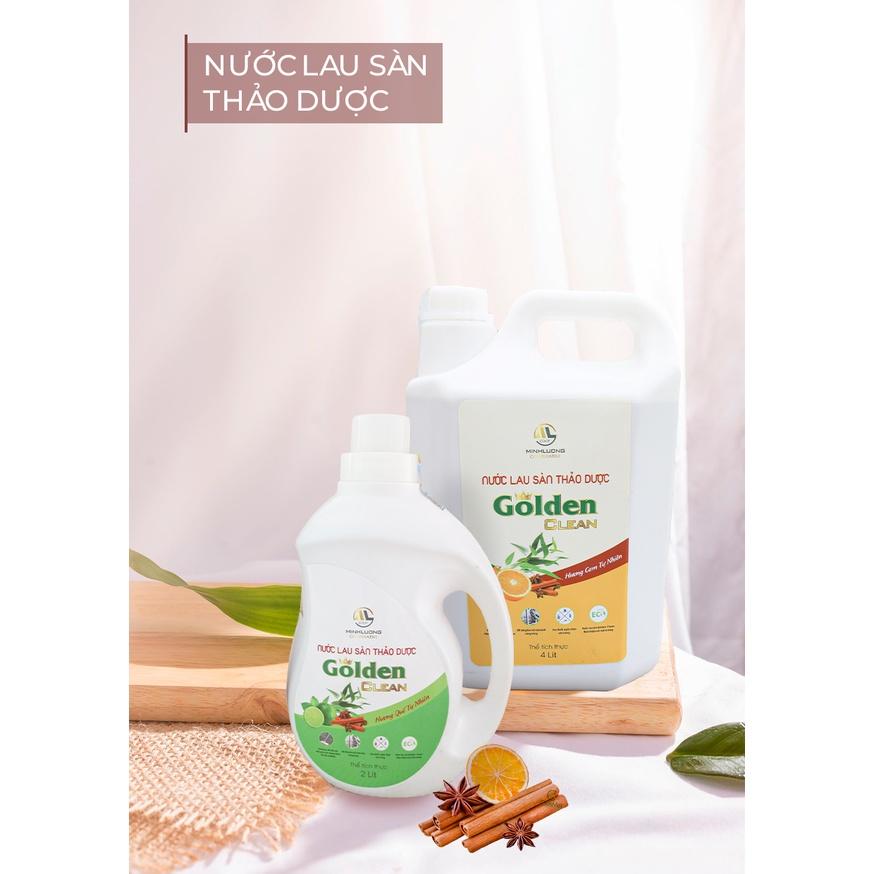 Nước lau sàn thảo dược GOLDEN CLEAN hương cam quế thiên nhiên bảo vệ sức khỏe 1L/2L/4L - Golden Mart