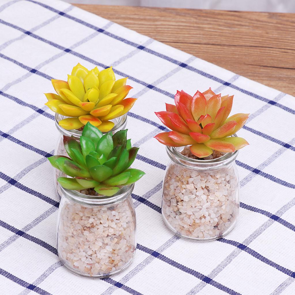 Artificial Succulent Plant Mini Potted Plants Office Home Hotel Decor
