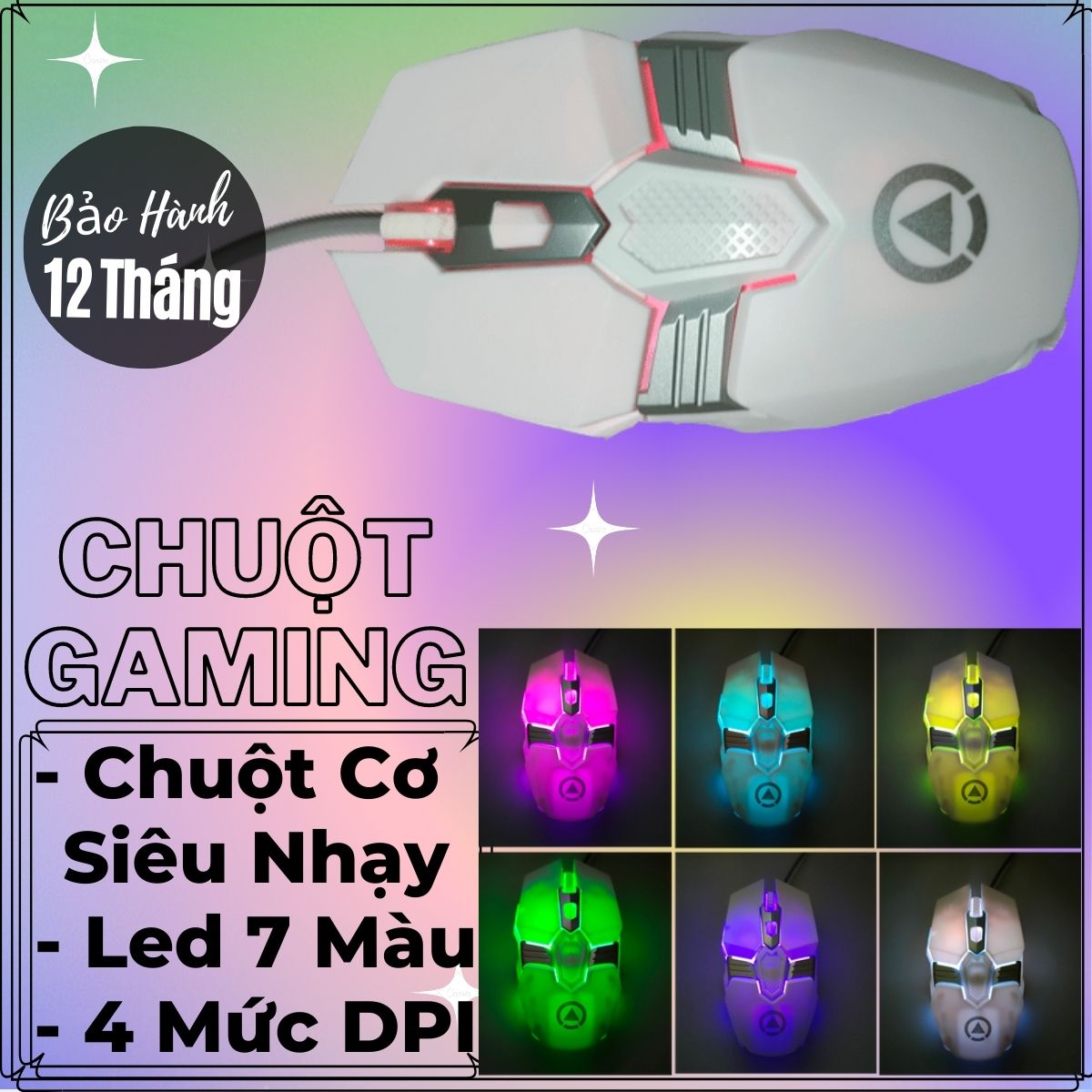 Chuột Có Dây Thiết Kế Led 7 Màu Cùng 4 Mức DPI Điều Chỉnh Siêu Nhạy Phù Hợp Gaming, Giải Trí … CM2