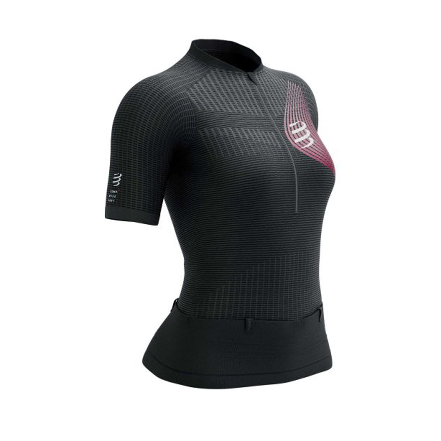 Áo Chạy Địa Hình Nữ Compresport Trail Postural SS Top - Black/Persian Red
