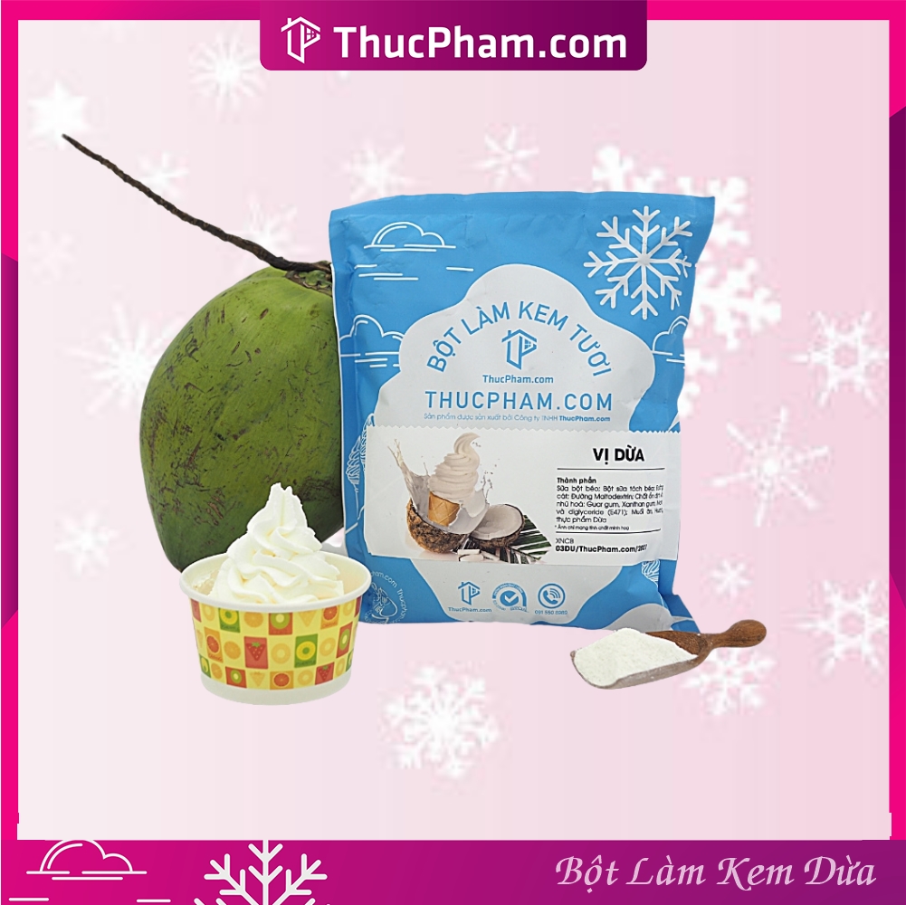 [ĂN BAO GHIỀN❤️] Combo 5 Gói Bột Làm Kem Tươi ThucPham.Com Vị Dừa- Túi 1kg - Được Chứng Nhận HTQL An Toàn Thực Phẩm ISO 22000:2018