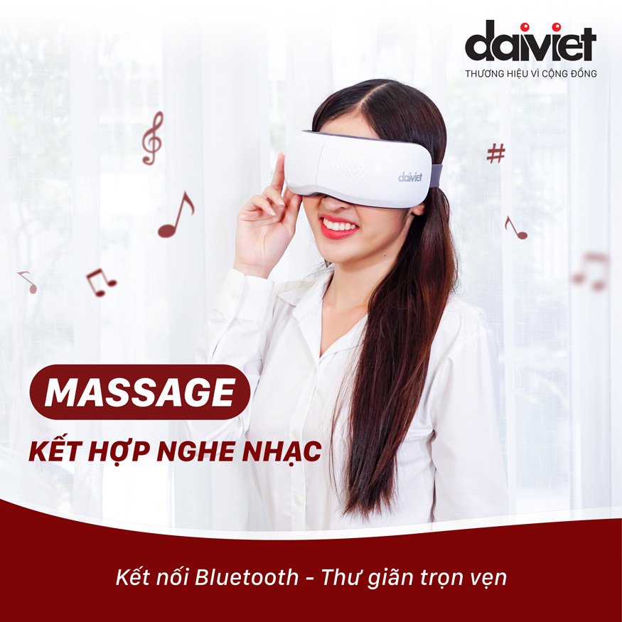 Máy Massage Mắt DVMM-00001 Đại Việt Chườm Nóng, Rung, Nghe Nhạc, Giảm Mỏi Mắt, Hỗ Trợ Lưu Thông Tuần Hoàn Máu - Hàng chính hãng