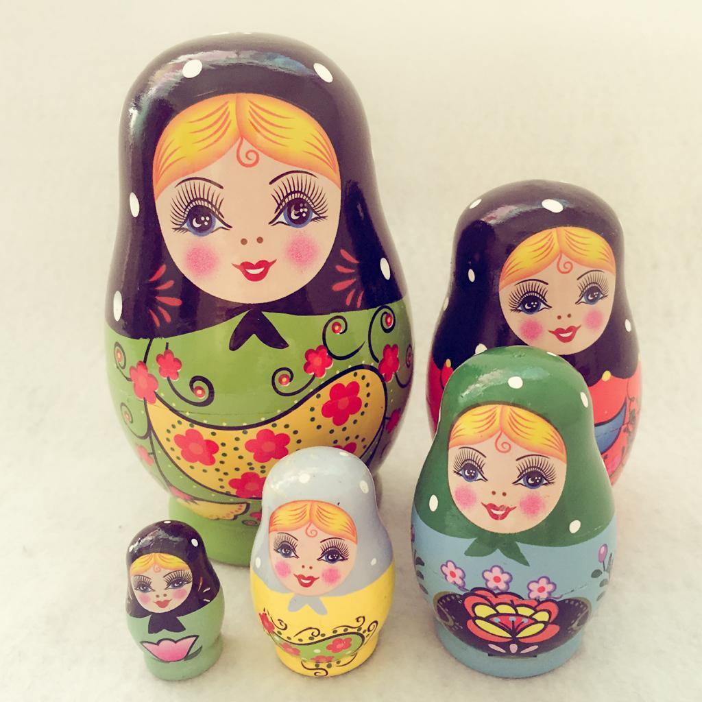 2 Set Wooden Russian Nesting Dolls Kits Matryoshka For Doll Kids Xmas Gifts