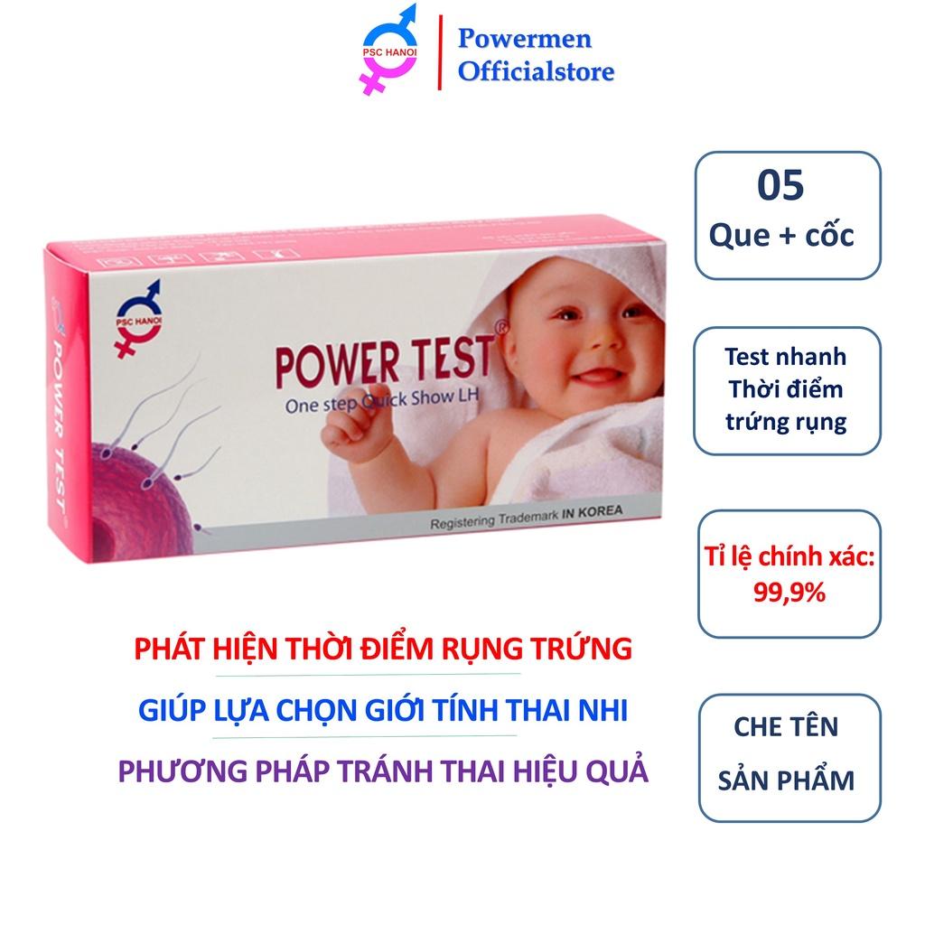 Que thử rụng trứng POWERMEN TEST giúp phát hiện chu kỳ rụng trứng nhanh và chính xác trên 99% hộp 5 que test và 5 cốc