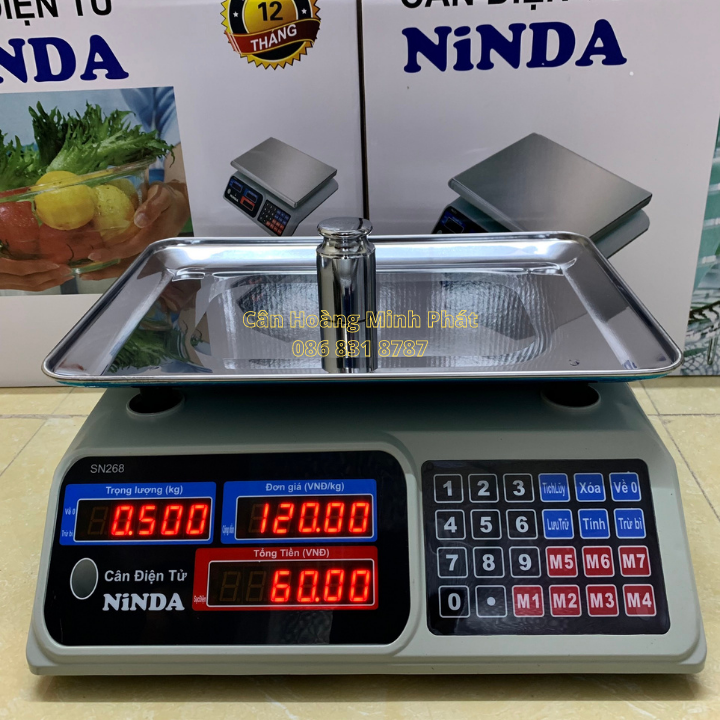 CÂN ĐIỆN TỬ TÍNH GIÁ TIỀN HÀNG 30kg/5g SIÊU THỊ TẠP HÓA NINDA SN268 (Cân điện tử tính tiền tự động - tích điện) - BẢO HÀNH 2 NĂM. [ CÂN-HOÀNG-MINH-PHÁT ]