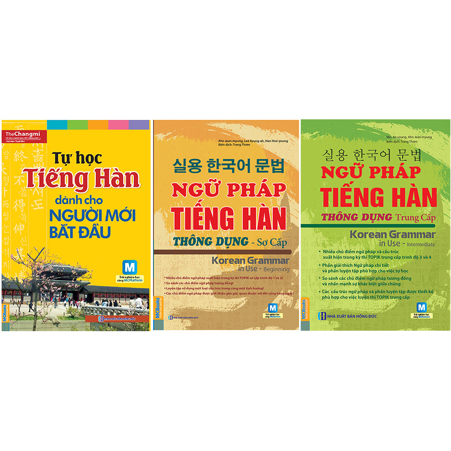 Combo Trọn Bộ Ngữ Pháp Tiếng Hàn Thông Dụng Sơ - Trung Cấp (Tặng Sách Tự Học Tiếng Hàn Cho Người Mới Bắt Đầu)