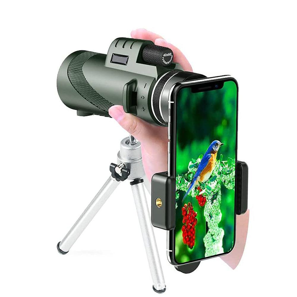Một mắt 80x100 với Kẹp điện thoại và Chân máy, Ống nhòm Birding cho Người lớn và Trẻ em