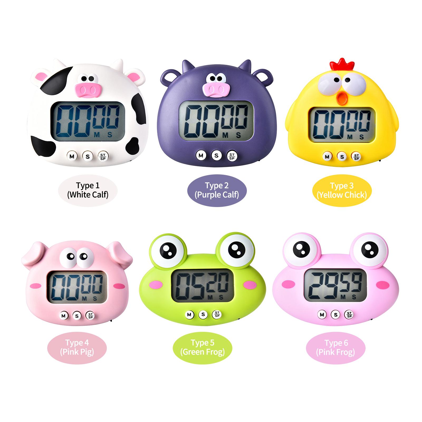 Digital Kitchen Timer Cute Animal Timer with Strong Magnet Back Stand Loud Alarm Large Screen Cooking Timer Clock