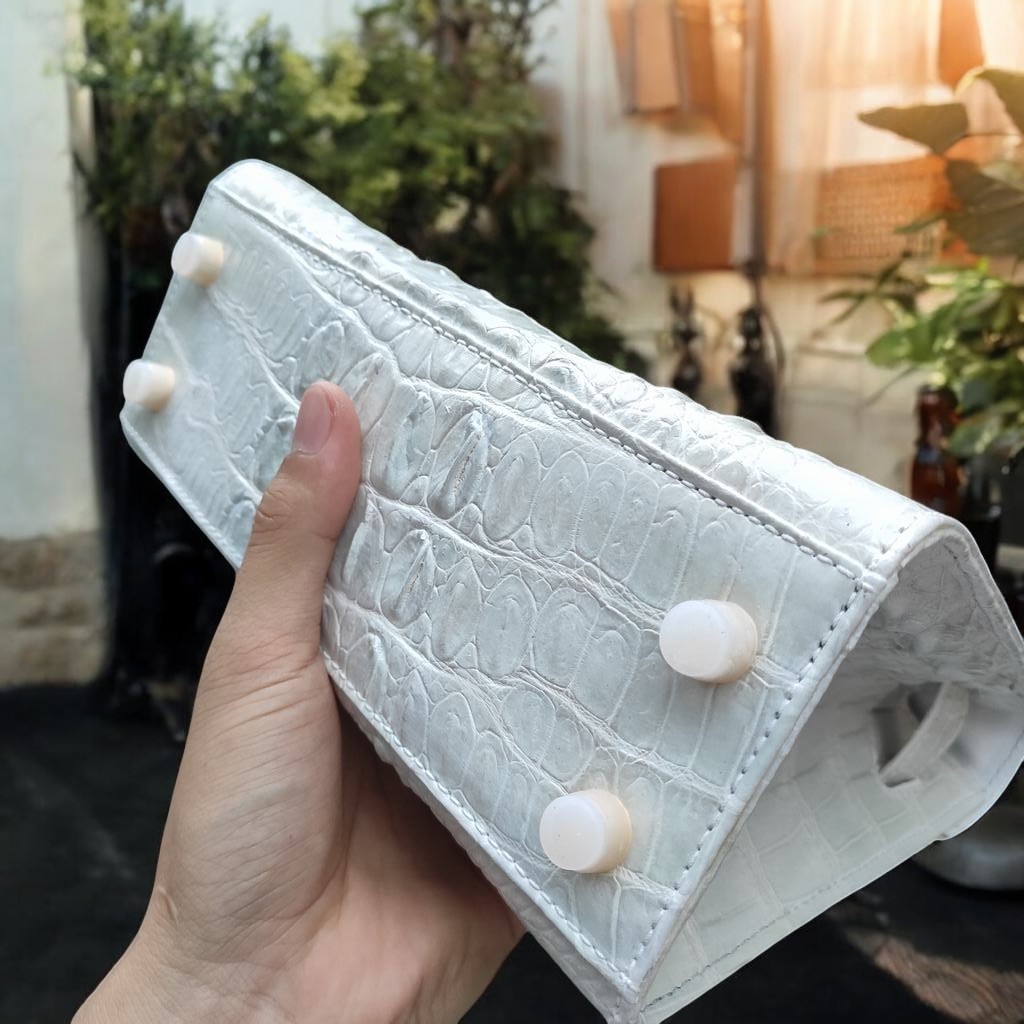 Túi xách nữ size 25 có dây đeo. Da cá sấu BẠCH TẠNG - ĐẸP TINH KHIẾT!
