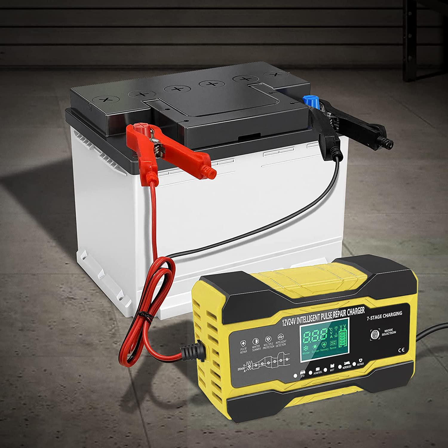 12V 10A/24V 5A Full Automatic Pin sạc 7 giai đoạn Sửa chữa xung sạc nhanh thông minh