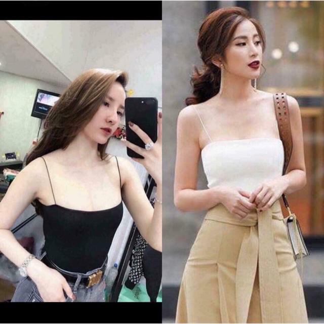 Áo 2 dây bún dáng croptop thời trang