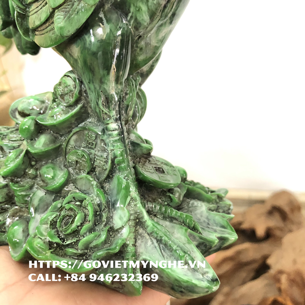 Tượng đá con gà trang trí phong thủy bàn làm việc gà trang trí phong thủy nhà cửa - Xanh lục bích